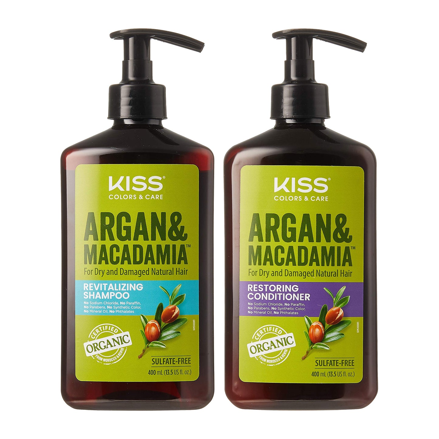 KISS Color & Care Argan & Macadamia For Dry and Damaged Natural Hair Shampoo & Conditioner Value Set Beauty & Personal Care KISS