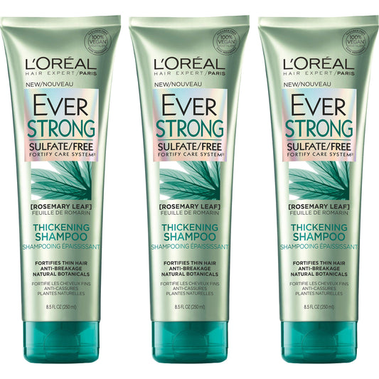 L'Oreal Paris Hair Care Everstrong Sulfate Free Thickening Shampoo, 3 Count