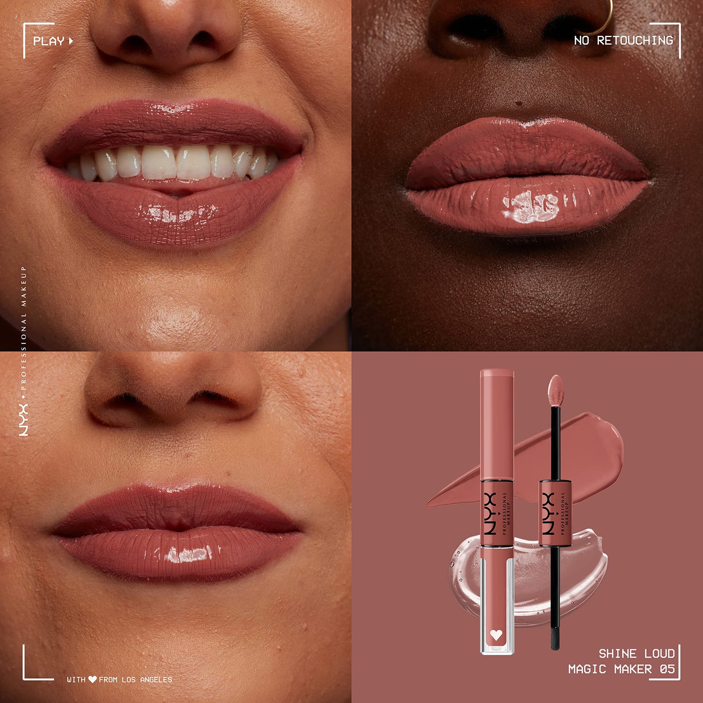 NYX PROFESSIONAL MAKEUP Shine Loud, Long-Lasting Liquid Lipstick with Clear Lip Gloss - Magic Maker (Dusty Nude Mauve) Beauty & Personal Care NYX PROFESSIONAL MAKEUP