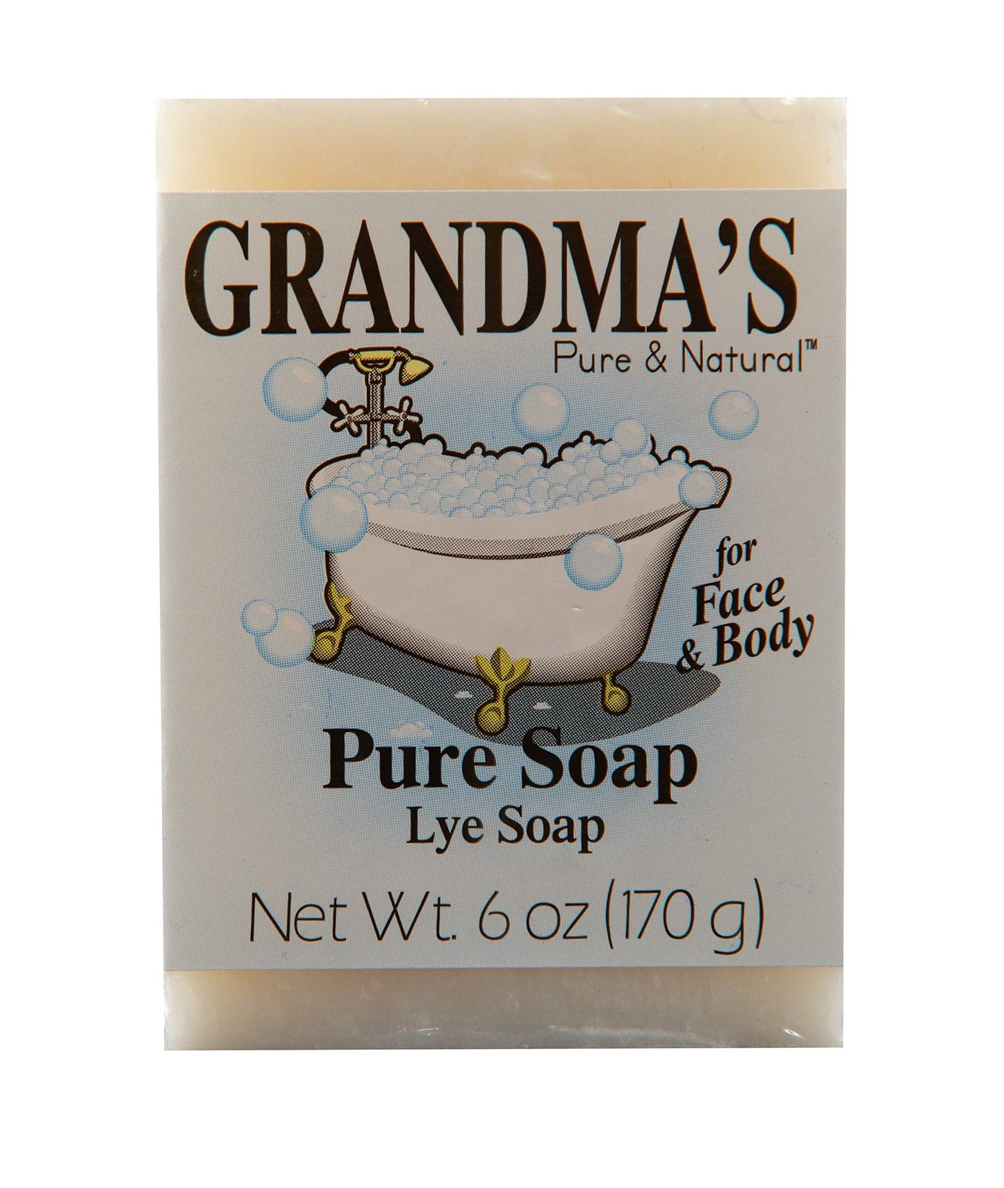 Grandma's Pure Lye Soap Bar - Unscented Face & Body Wash Cleans with No Detergens, Dyes & Fragrances - 6 Ounce (Pack of 1) - 60018 Beauty & Personal Care GRANDMA'S PURE & NATURAL