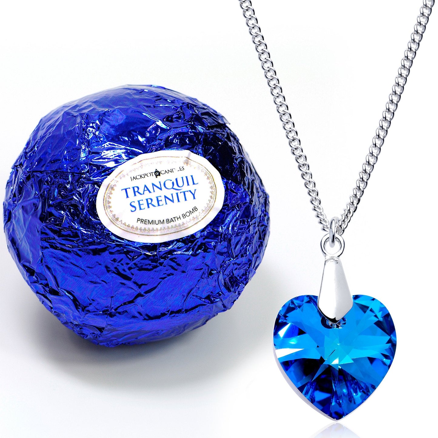 Tranquil Serenity Bath Bomb with Necklace Created with Crystal Extra Large 10 oz. Made in USA Beauty & Personal Care Jackpot Candles