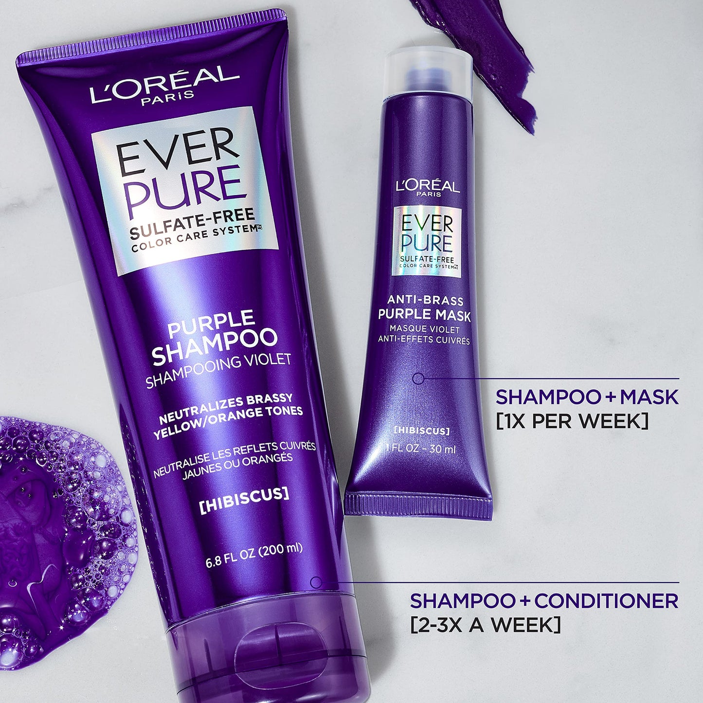 L'Oreal Paris EverPure Ultra Pigmented Anti Brass Purple Rinse-Out Mask for Bleached, Blonde or Highlighted Hair, 3 Ounce Beauty & Personal Care L'Oreal Paris