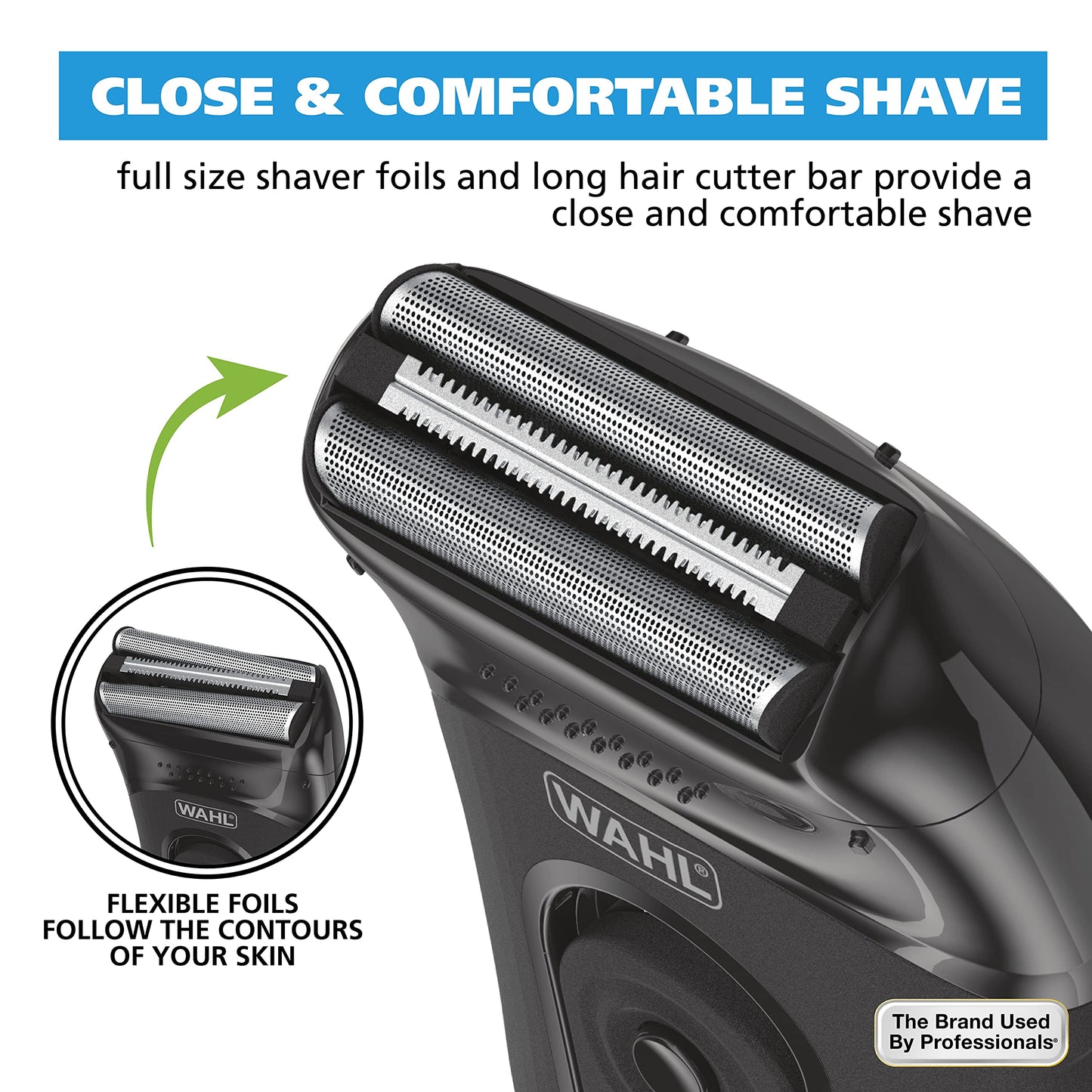 Wahl Compact Rechargeable Lithium Ion Shaver Kit with Hygienic Rinseable Foils & Cutter Bar with Dual Flexible Foils that Move with the Contours Beauty and Personal Care Wahl