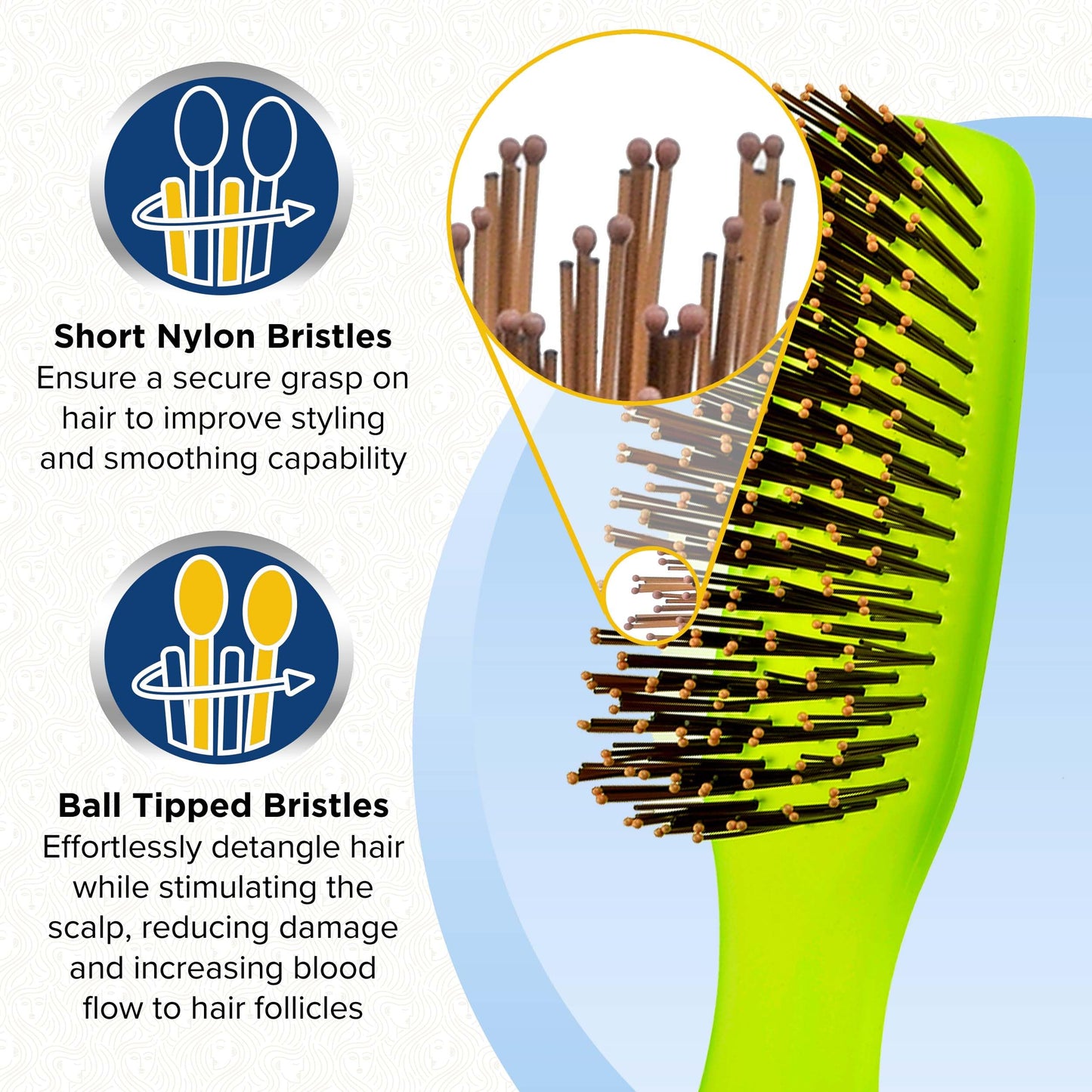 Giorgio GION2G Neon Green 6.25 inch Gentle Touch Detangler Hair Brush for Men Women & Kids. Soft Bristles for Sensitive Scalp. Wet & Dry for all Hair Beauty & Personal Care GIORGIO
