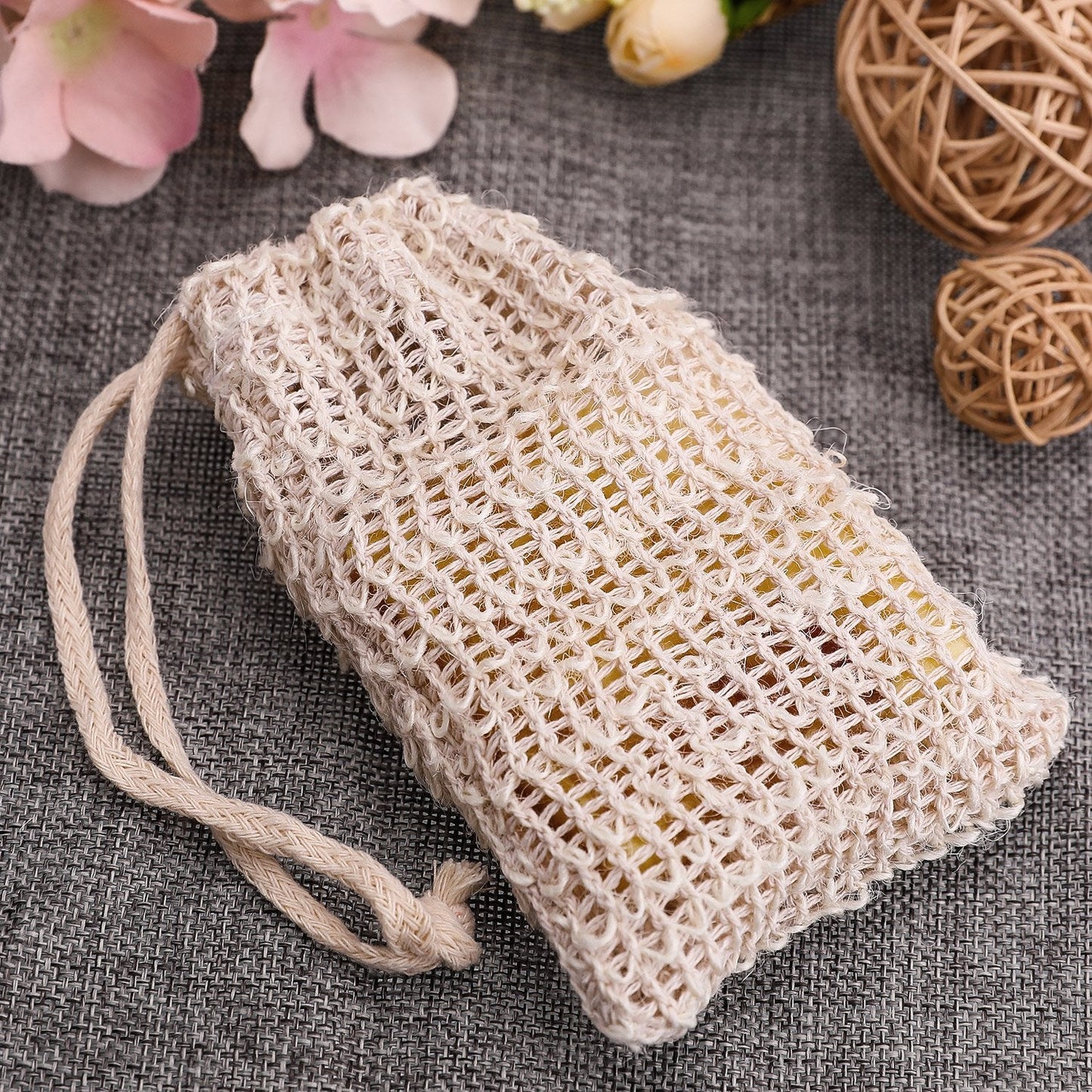 BBTO 5 Pieces Soap Saver Bag Cotton Linen Exfoliating Soap Pouch for Foaming and Drying, Shower, Scrubber(9 x 14 cm,Beige) Beauty & Personal Care BBTO