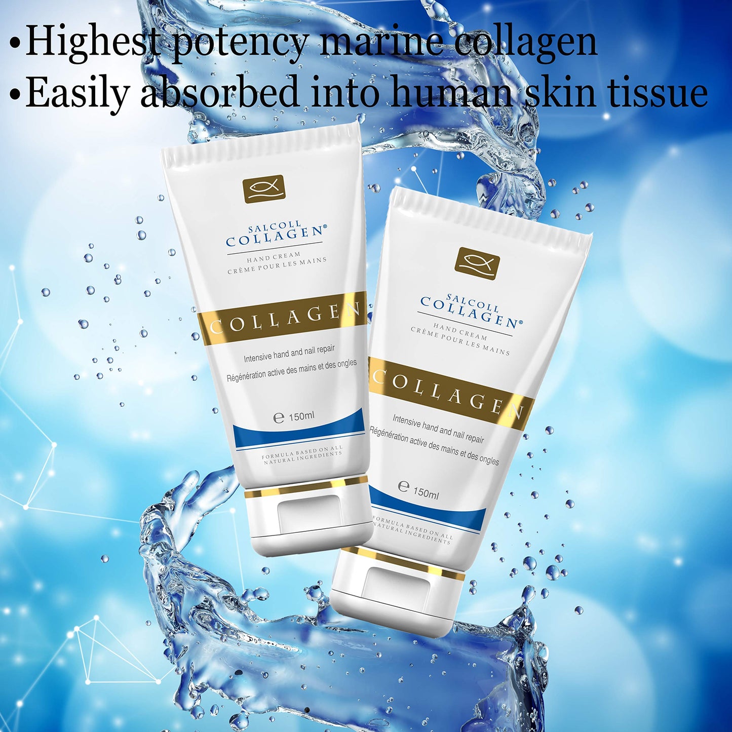Pure Bioactive Anti-Aging Collagen Repair Hand Cream - Hypoallergenic Moisturizing Lotion, Dry Skin Relief, All Skin Types, 150 ml Beauty & Personal Care Salcoll