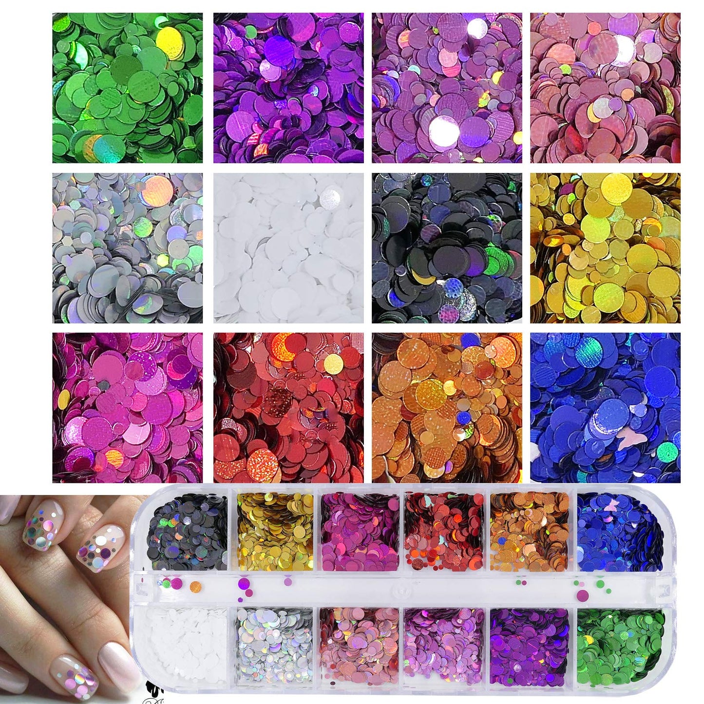 AddFavor 4 Boxes Holographic Nail Sequins Shapes Mixed Iridescent Nail Glitter Flakes Butterfly Hearts Star DIY Design Manicure Decorations Sets Beauty & Personal Care AddFavor