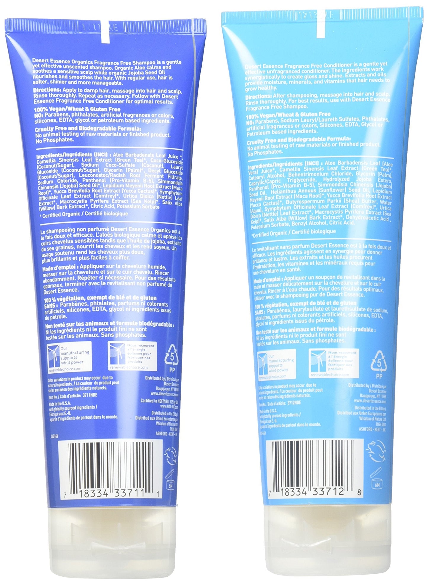 Desert Essence Fragrance Free Shampoo & Conditioner Bundle - 8 Fl Ounce - Pure - Vitamin B5 - Green Tea - Softer, Shinier & More Manageable - Aloe Beauty & Personal Care Desert Essence