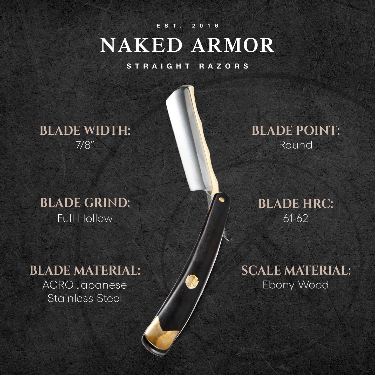 Complete Straight Razor Kit - Straight Razor Shaving Kit for Men with Gold Japanese Stainless Steel Blade, Leather Strop, Shave Soap, Shaving Brush Beauty and Personal Care Naked Armor