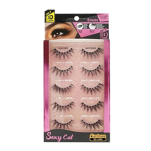 EBIN NEW YORK Cattitude 3D Lash 5 Pair - Sexy Cat 3D Lash Dramatic High Volume Extreme Length Lightweight Comfortable Wear Beautiful Winged Out Effect Beauty & Personal Care EBIN NEW YORK