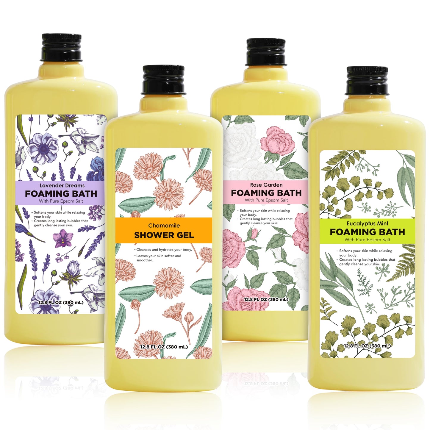 Serenity Sanctuary Bubble Bath for Women, Scented Gift Set for Adults, 51.2 fl oz (Pack of 4), with Shower Gel, Ladies Foaming Bath Variety, Mother's Beauty and Personal Care Serenity Sanctuary