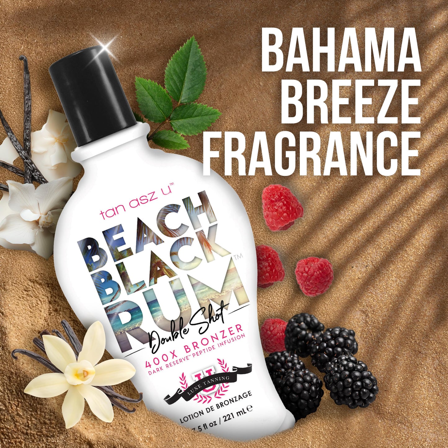 Tan Asz U Beach Black Rum Tanning Lotion, Double Shot 400X Bronzer, Dark Reserve Peptide Infusion, Luxe Indoor Tanning Lotion with Coconut Water Beauty & Personal Care Tan Asz U