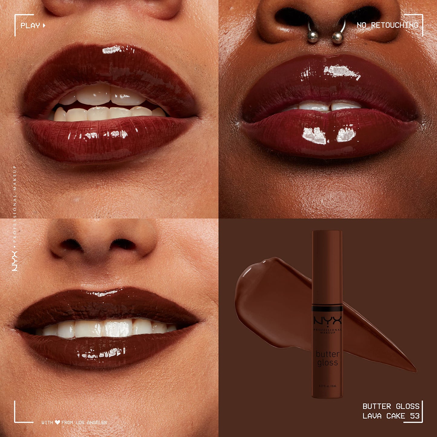 NYX PROFESSIONAL MAKEUP Butter Gloss Brown Sugar, Non-Sticky Lip Gloss - Lava Cake (Rich Brown) Beauty & Personal Care NYX PROFESSIONAL MAKEUP
