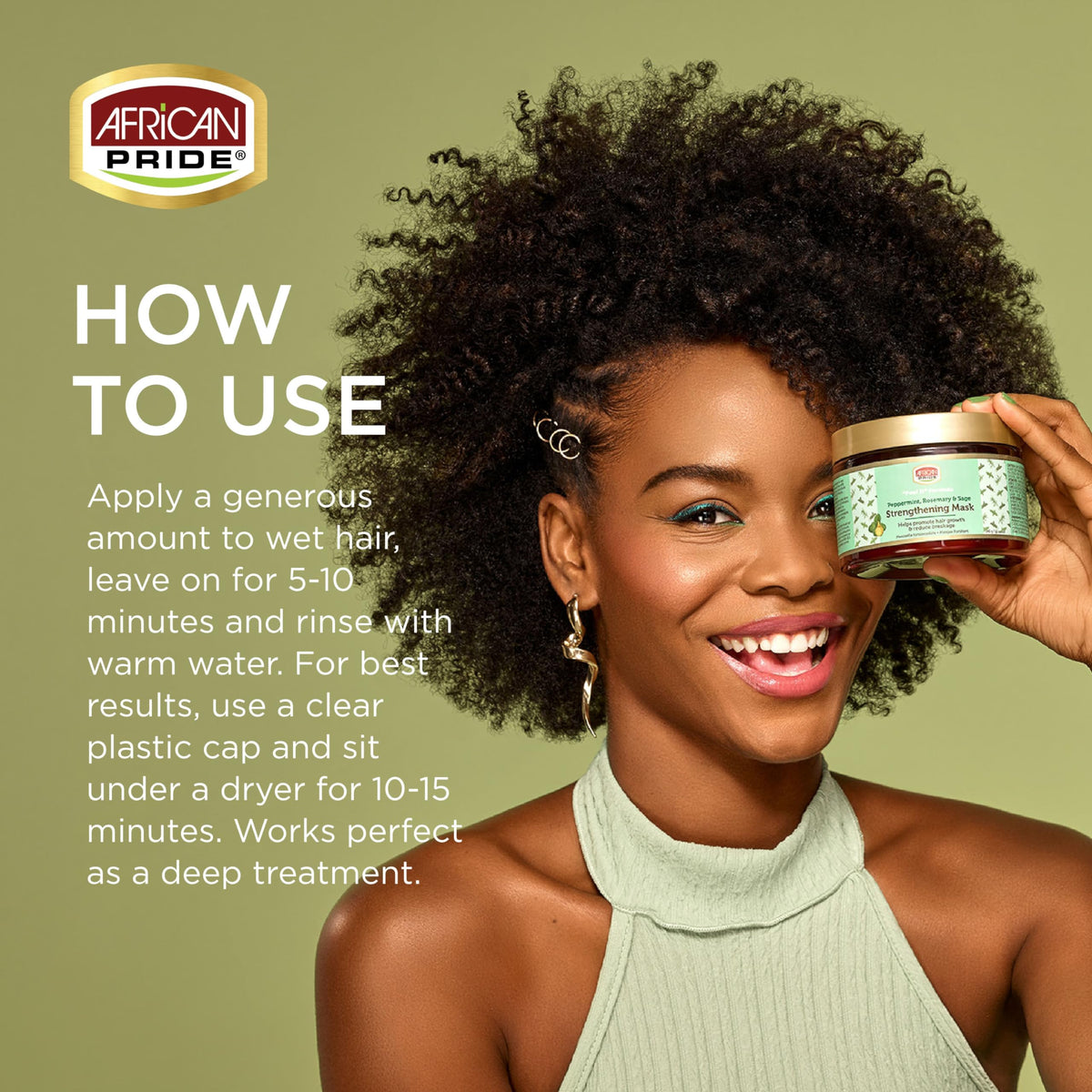 African Pride Feel It Formula Hair Strengthening Mask Treatment with Peppermint, Rosemary & Sage, For All Hair Types - Aids Hair Growth, Nourishes