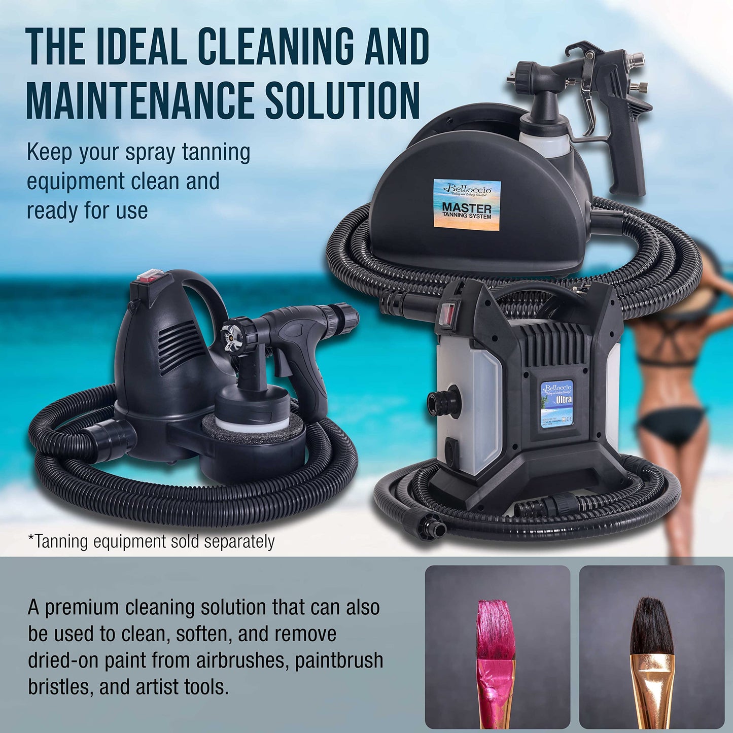 Belloccio Spray Tanning Equipment Cleaner, 16 Ounces - Fast Acting Cleaning Solution, Clean All Airbrush Spray Tanning Application Guns, Airbrushes Beauty & Personal Care Belloccio