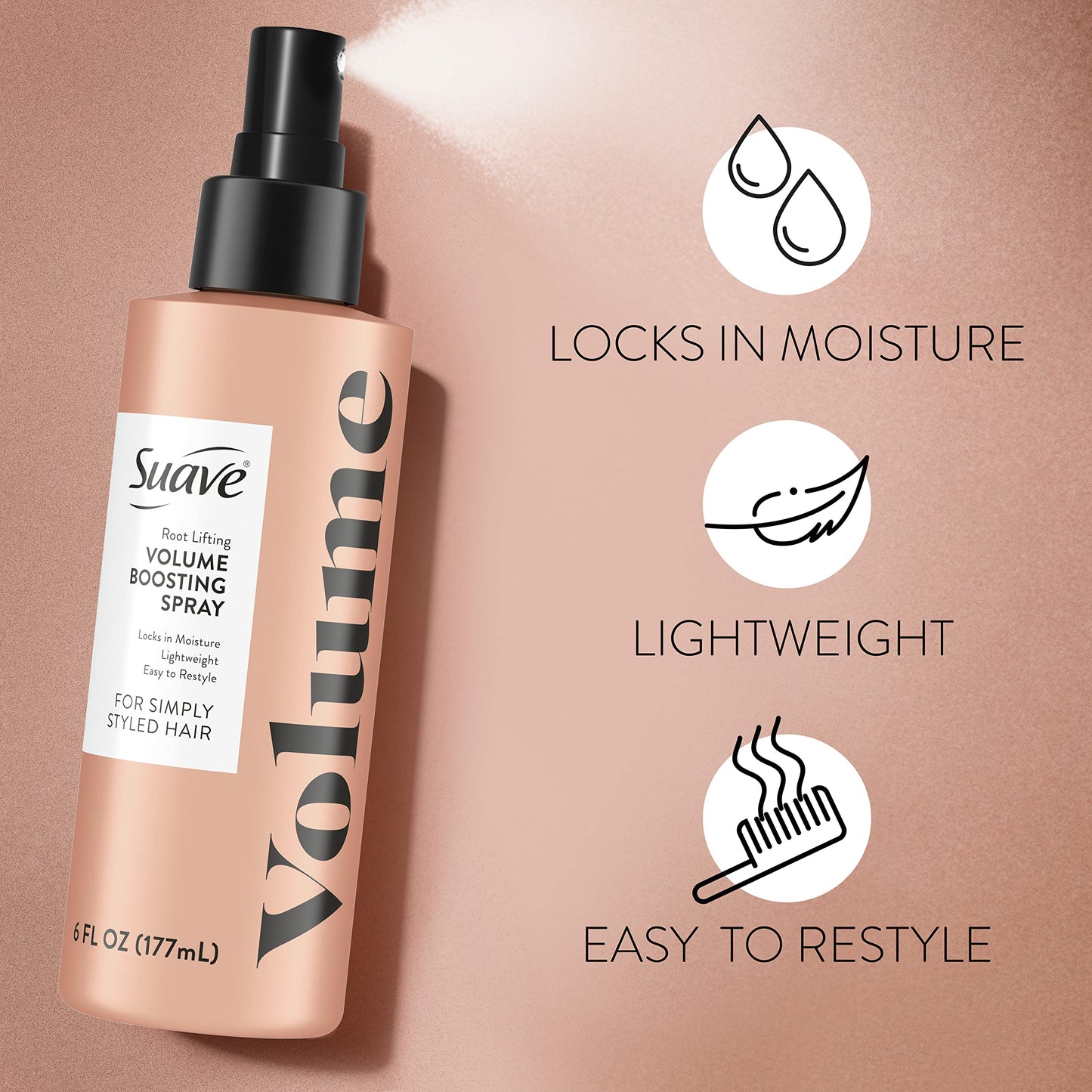 Suave Simply Styled Lightweight Root Lifting Hair Spray, Volume Boost Hairspray Hair Volumizer for Weightless Volume 6 oz Beauty & Personal Care Suave