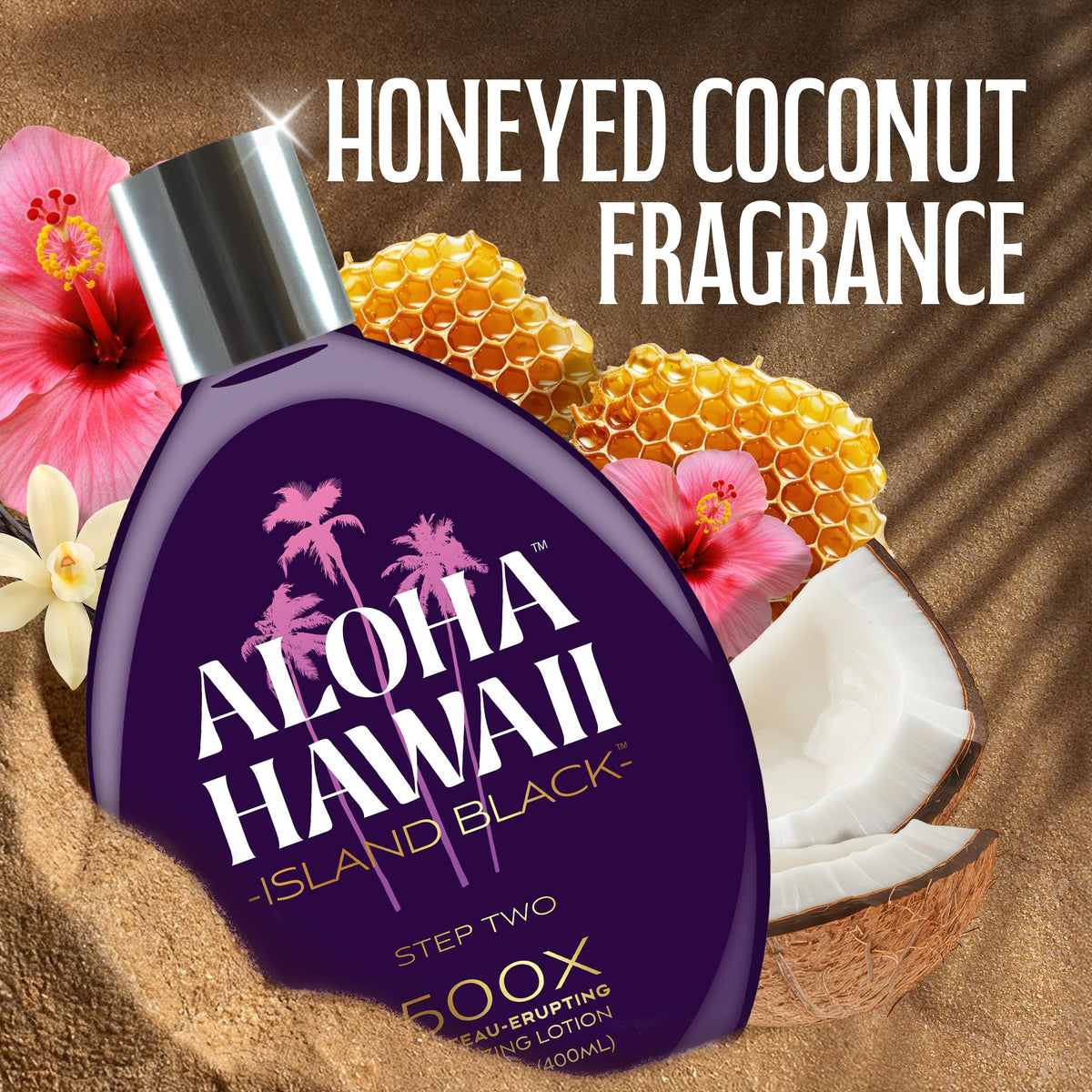Aloha Hawaii Island Black Tanning Lotion, 500X Plateau-Erupting Bronzer with Copper Peptides, Hyaluronic Acid & Ceramides, 13.5 Fl Oz Beauty & Personal Care Brown Sugar