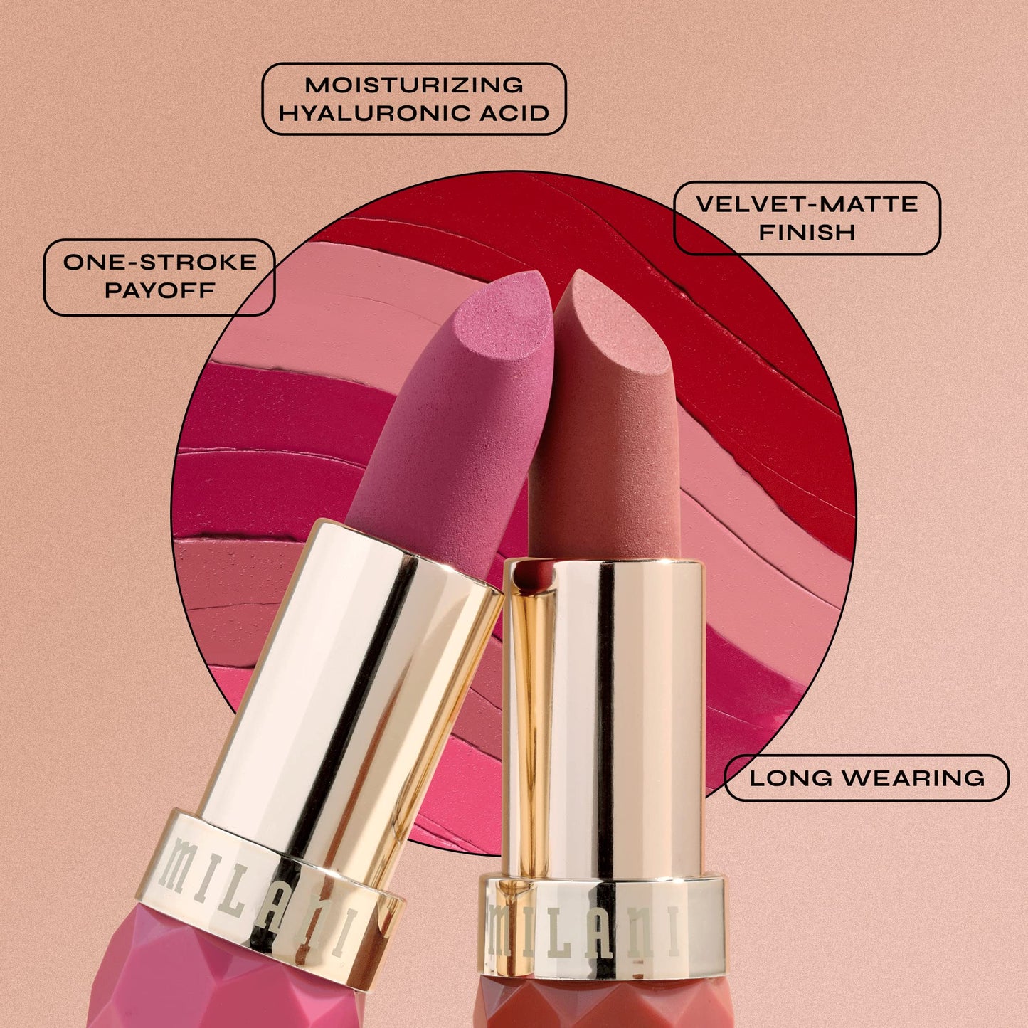 Milani Color Fetish Matte Lipstick, Hydrating Velvet Finish, Full Coverage Long Lasting, Moisturizing Cream Lip Color with Hyaluronic Acid, 0.14 oz, Beauty & Personal Care Milani