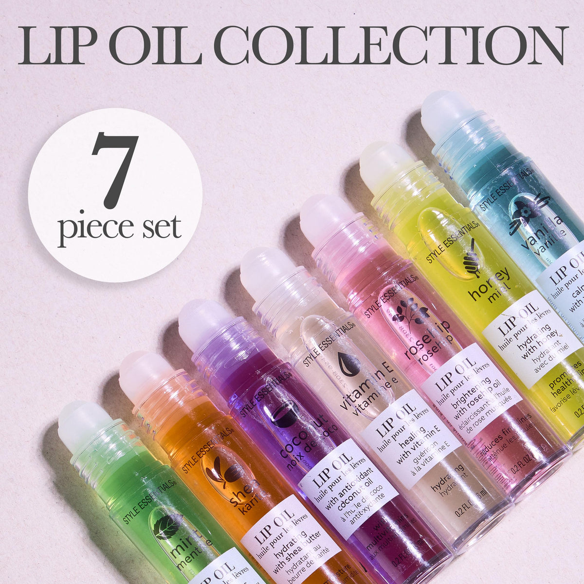 EXPRESSIONS 7pc Lip Oil Collection with Essential Oils - Hydrating Roll On Lip Oils Infused w/Natural Healing Essential Oils - Rollerball Lip Oils Beauty & Personal Care EXPRESSIONS