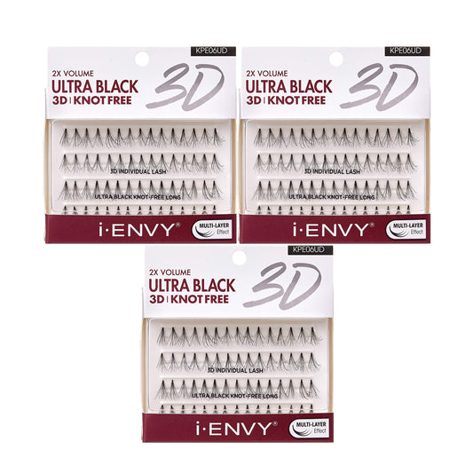 i-ENVY 2X Volume 3D Ultra Black Individual Lashes (3 PACK, Knot Free - Long) Beauty & Personal Care i•ENVY