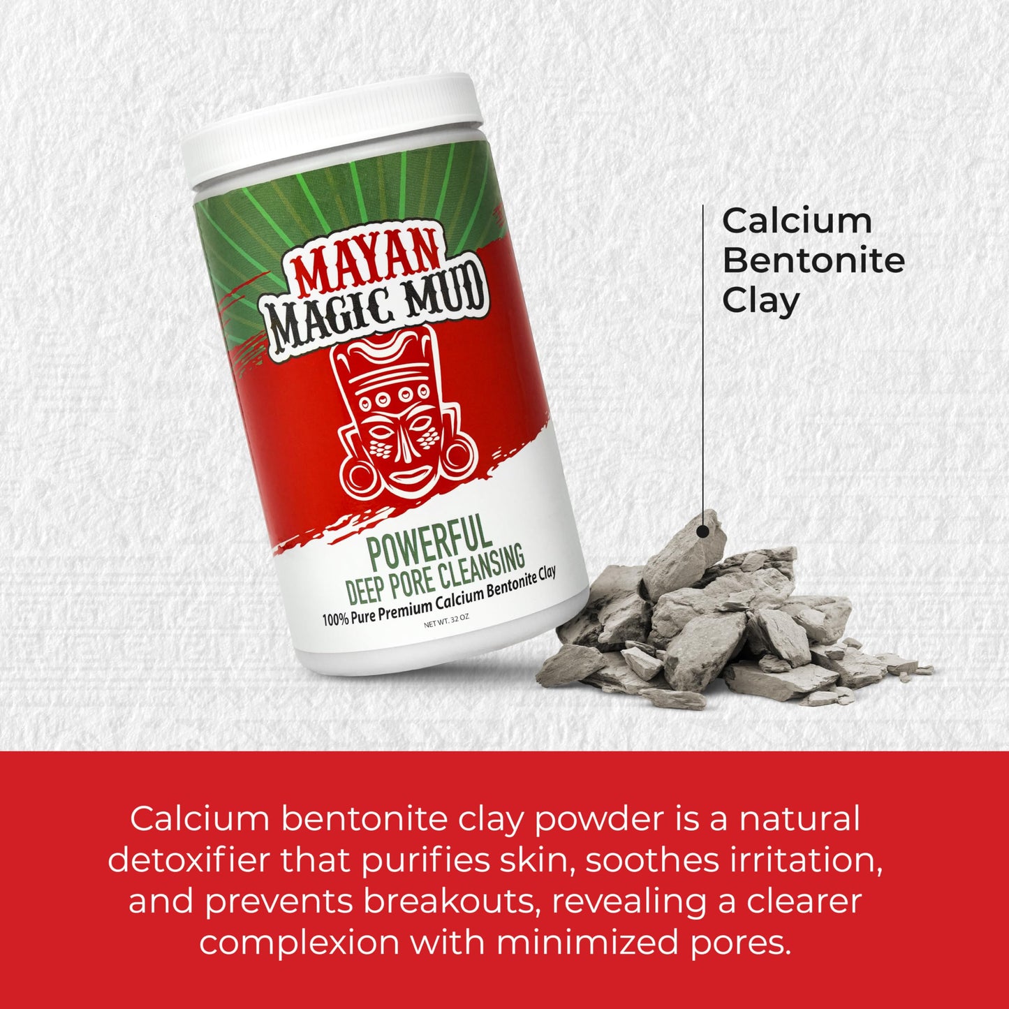 Mayan Magic Mud Powerful Deep Pore Cleansing Calcium Bentonite Clay - 2 lbs - Natural Face Mask Peel for Men and Women - USA Made Full Facial Skin Beauty & Personal Care Mayan Magic Mud