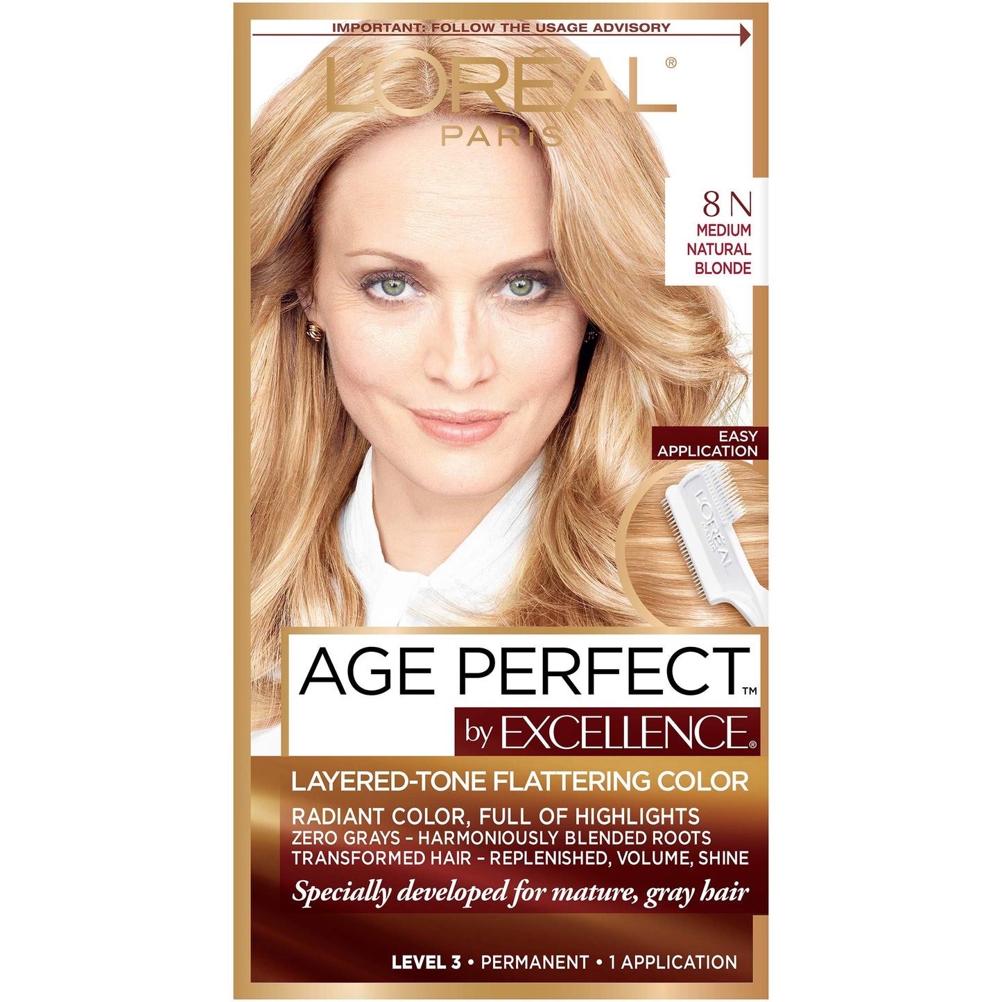 L'Oreal Paris Excellence Age Perfect Layered Tone Flattering Color, 8N Medium Natural Blonde Set (Packaging May Vary) Beauty & Personal Care L'Oreal Paris