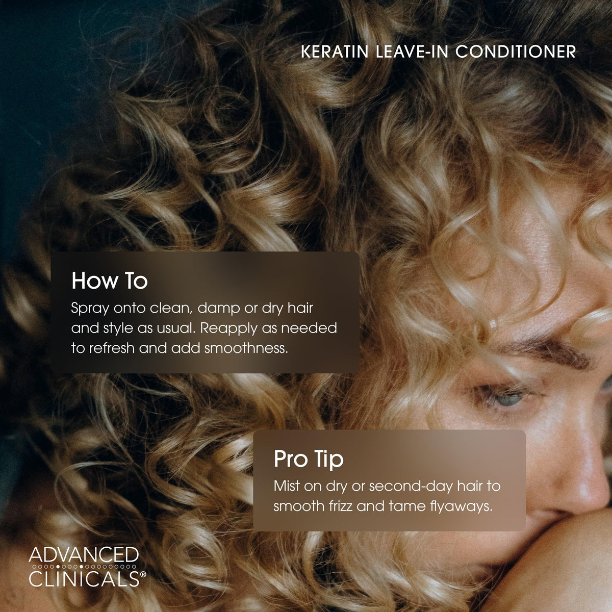 Advanced Clinicals Keratin Detangler Spray. Detangling Spray for Strong, Shiny Hair. Lightweight, Leave-In Conditioner with Amino Acids, Vitamin B5,