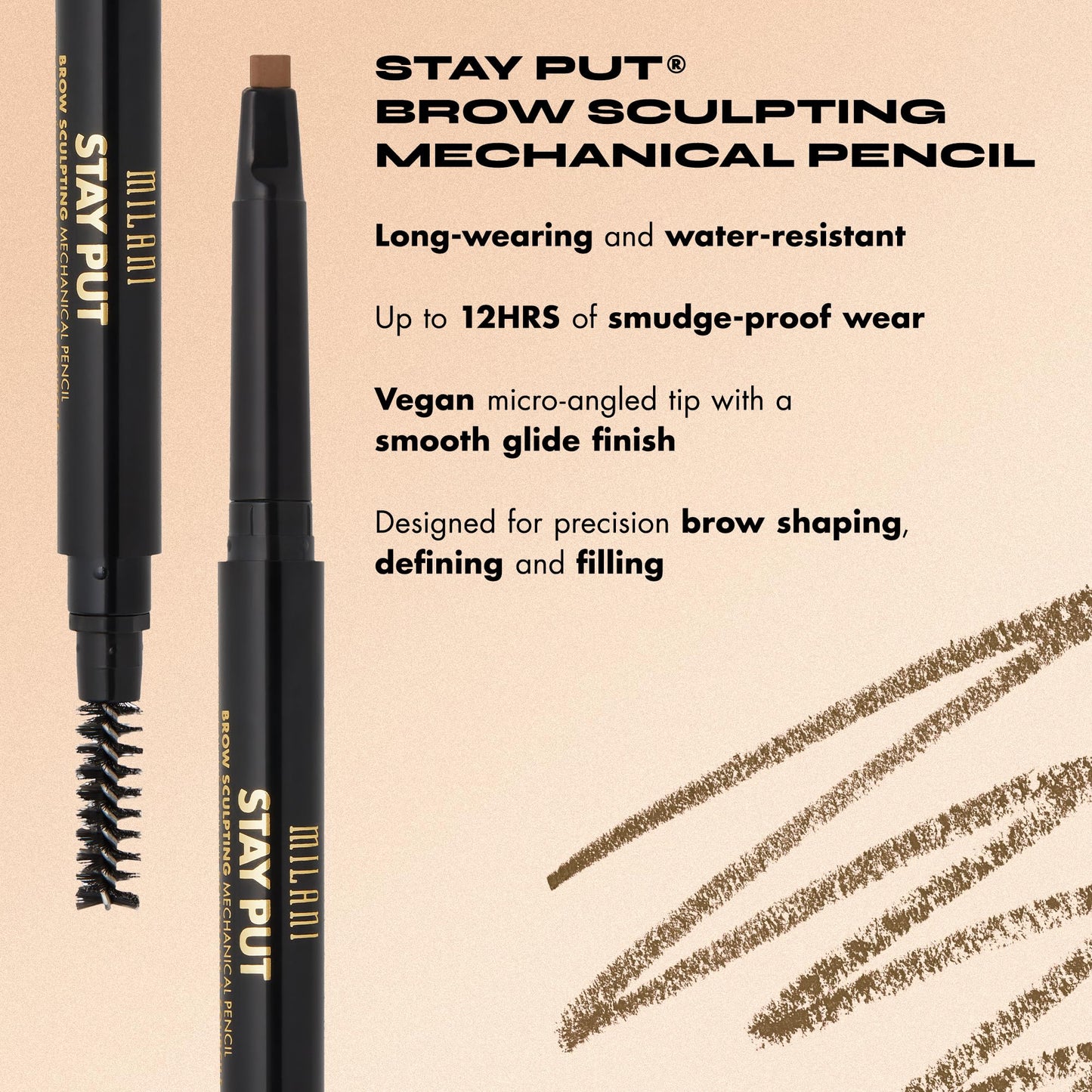 Milani Stay Put Brow Sculpting Mechanical Pencil - Medium Brown (0.01 Ounce) Cruelty-Free Long-Lasting Eyebrow Pencil that Defines and Shapes Brows Beauty & Personal Care Milani