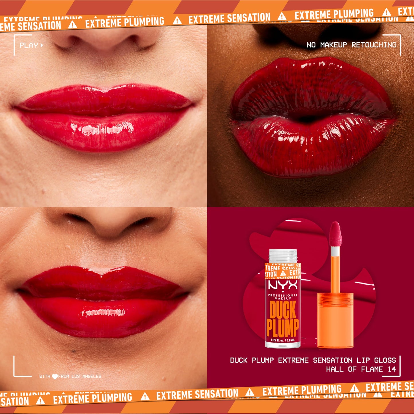 NYX PROFESSIONAL MAKEUP Duck Plump High Pigment Plumping Lip Gloss with Spicy Ginger, Vegan Lip Makeup - Hall Of Flame (True Red) Beauty & Personal Care NYX PROFESSIONAL MAKEUP