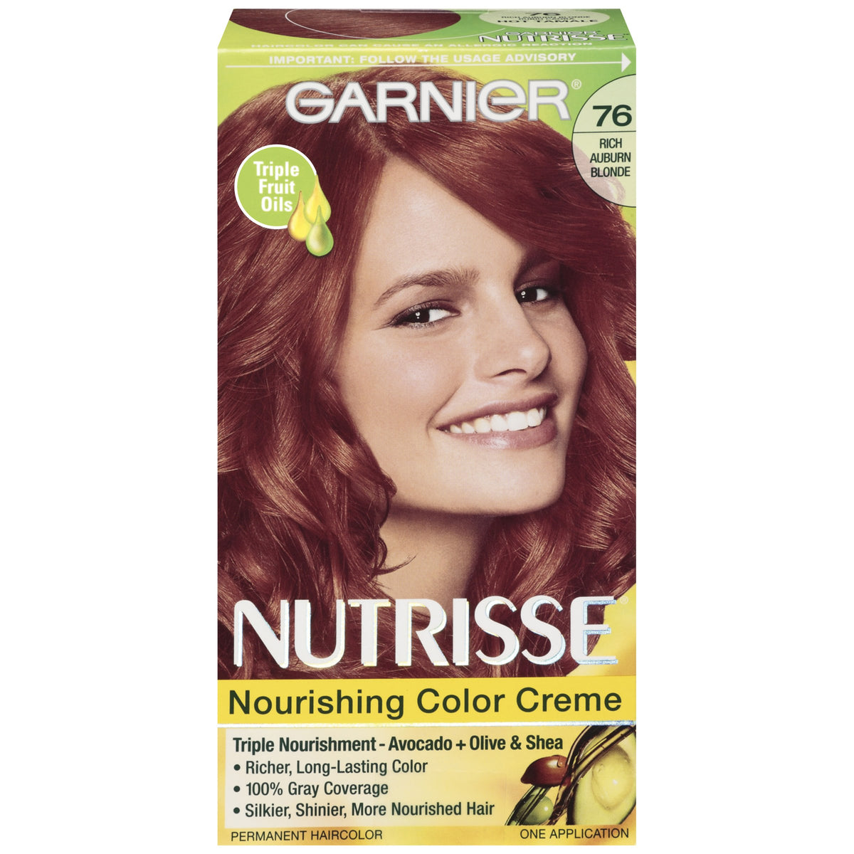 Garnier Nutrisse Nourishing Color Creme, 76 Rich Auburn Blonde (Hot Tamale) (Packaging May Vary)