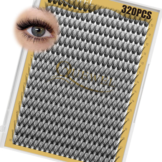 QUEWEL Lash Clusters 320Pcs Cluster Lashes 40D C Curl Lash Cluster Eyelash Extensions Mix12-18mm Individual Eyelashes Clusters Wispy Lash Clusters Beauty and Personal Care QUEWEL Default Title