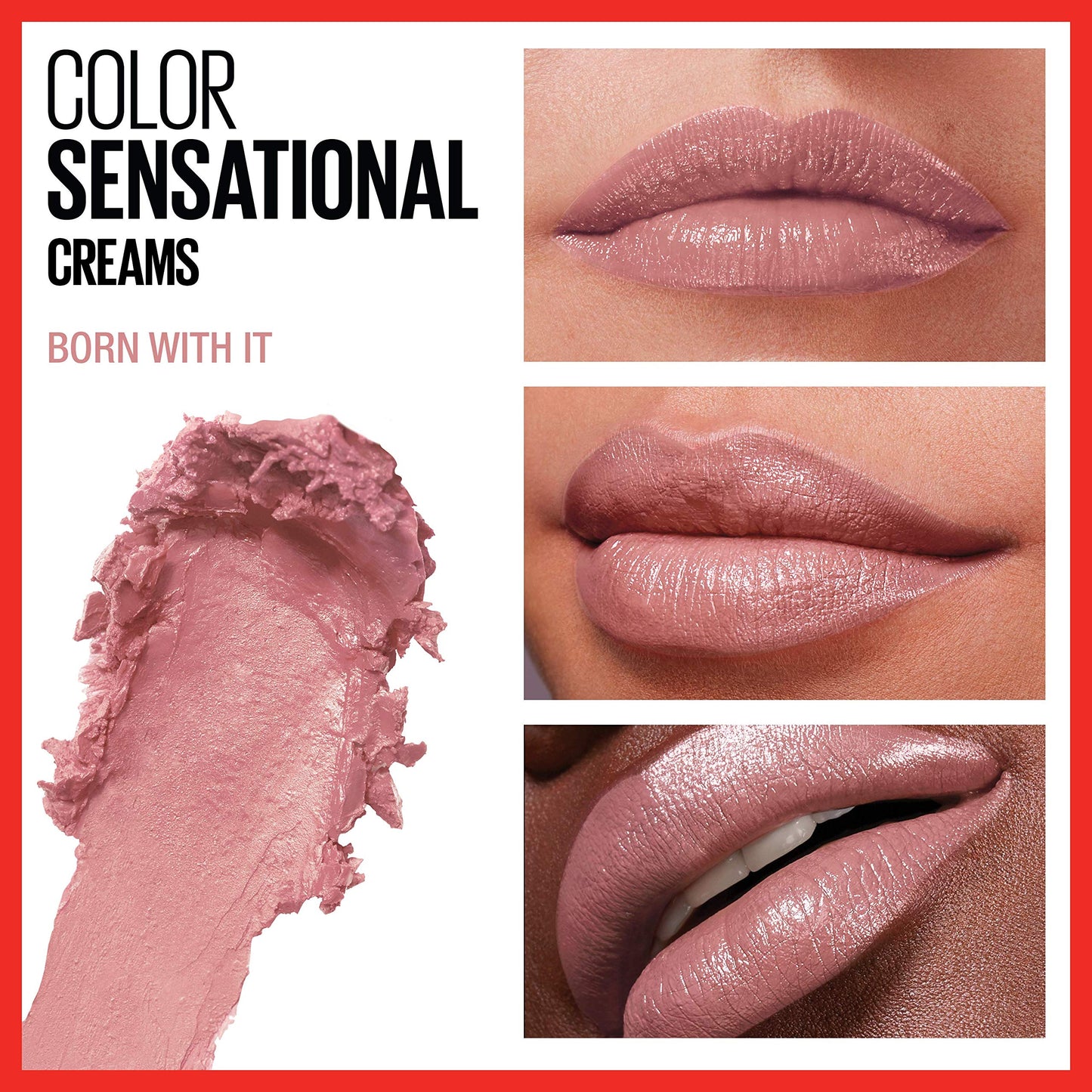 Maybelline Color Sensational Lipstick, Lip Makeup, Cream Finish, Hydrating Lipstick, Born With It, Nude Pink ,1 Count Beauty & Personal Care MAYBELLINE