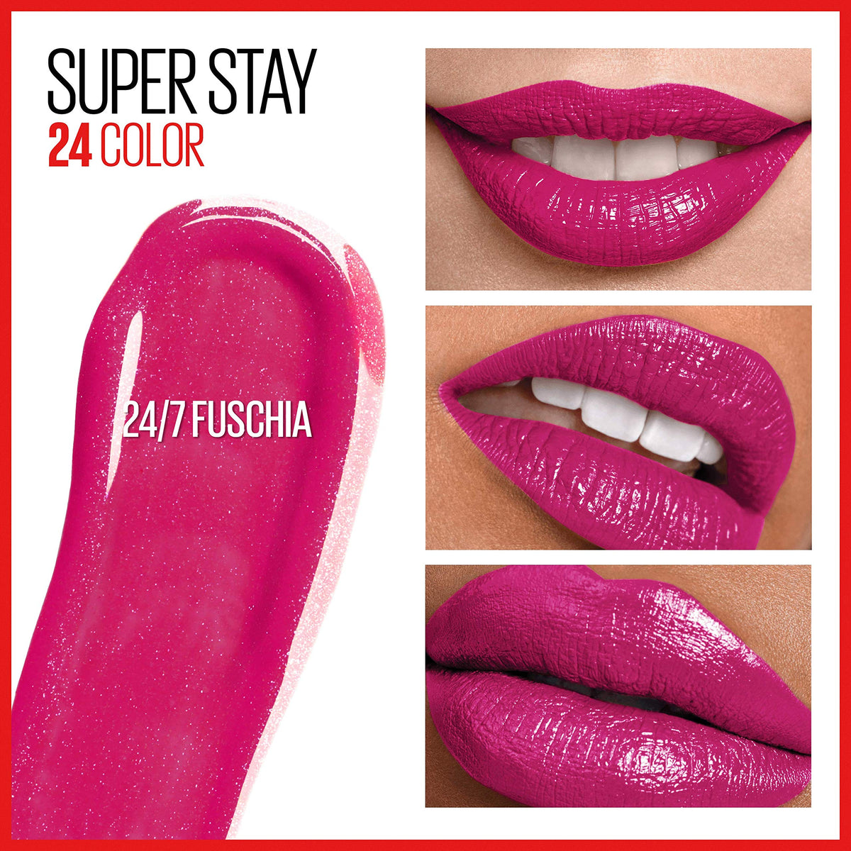 Maybelline Super Stay 24, 2-Step Liquid Lipstick Makeup, Long Lasting Highly Pigmented Color with Moisturizing Balm, 24/7 Fuchsia, Pink, 1 Count Beauty & Personal Care MAYBELLINE