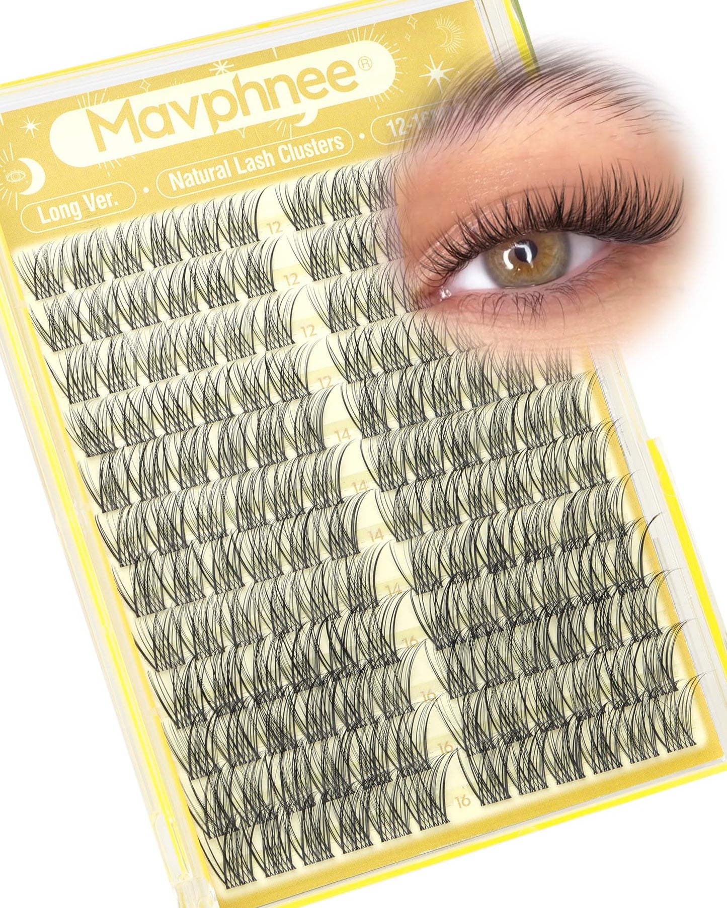 Lash Clusters 12-14-16MM Natural Cluster Eyelash Extensions with CC-Curly & Clear Band Wispy Pestañas Postizas Naturales 144Pcs DIY Lashes For Big Beauty and Personal Care Mavphnee Default Title
