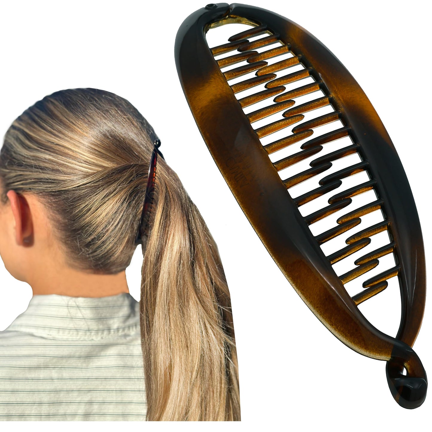 Camila Paris CP5 4.5 inch French Banana Clip Hair Comb Classic Girls Updo Flexible Ponytail Holder Interlocking Banana Combs, Fashion Durable Styling Beauty & Personal Care Camila