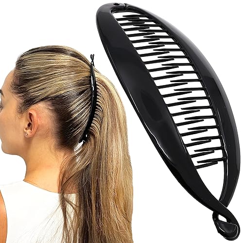 Camila Paris NV135 French Extra Large Banana Clip Hair Comb, Classic Banana Clips Hair for Thick Hair Ponytail Holder Interlocking Styling Clips Beauty & Personal Care Camila