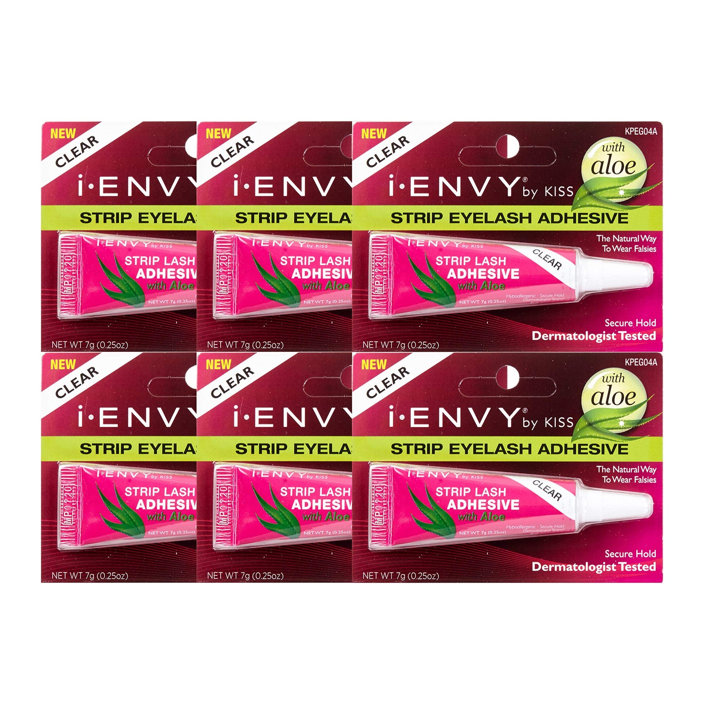 Kiss I Envy Clear 04 Eyelash Adhesive Strip with Alo 0.25 Ounce (7ml) (6 Pack) Beauty & Personal Care i•ENVY