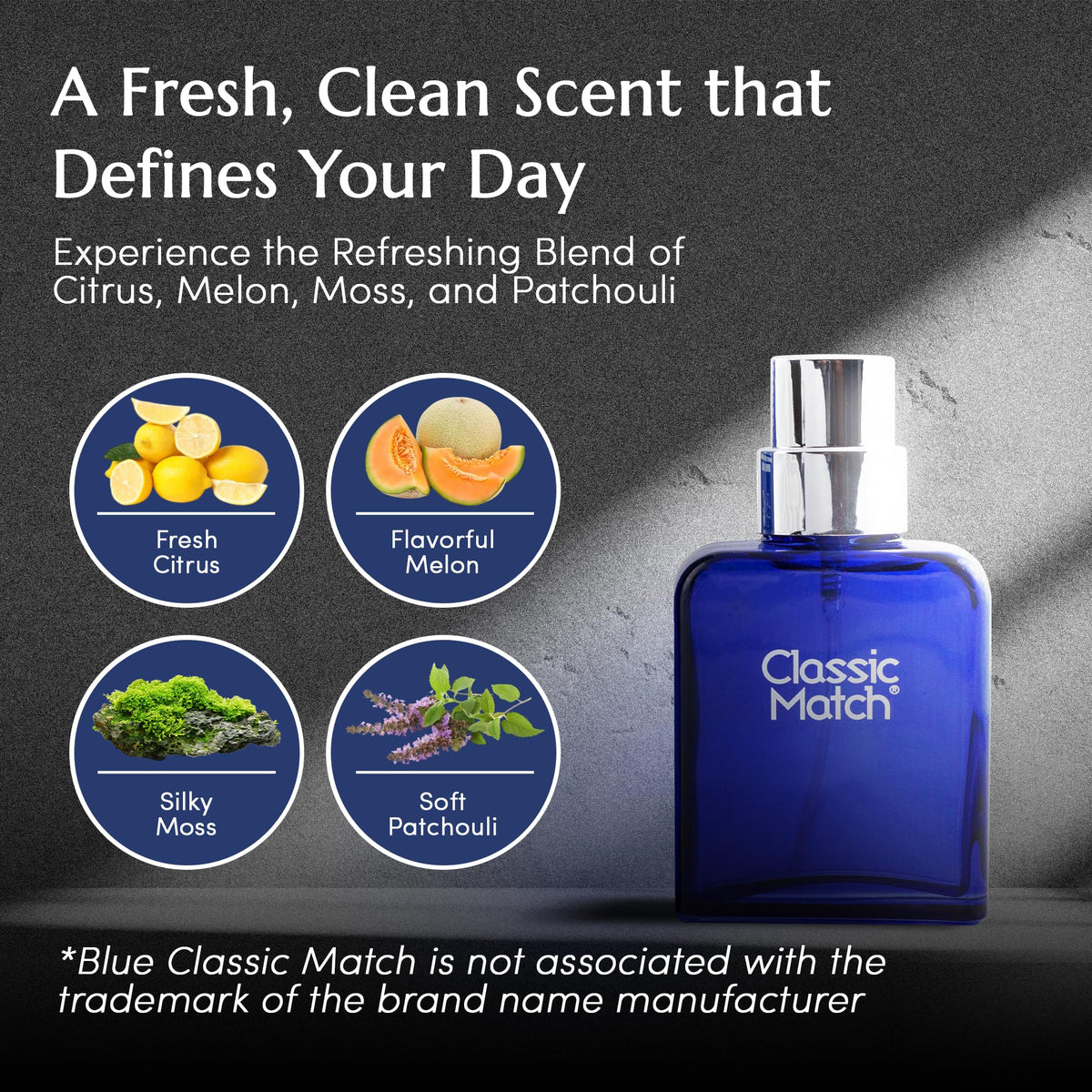PB ParfumsBelcam Blue Classic Match Eau de Toilette Spray for Men - Modern Citrus Fougere Fragrance, Notes of Melon, Moss and Patchouli, Cologne Beauty & Personal Care PB ParfumsBelcam