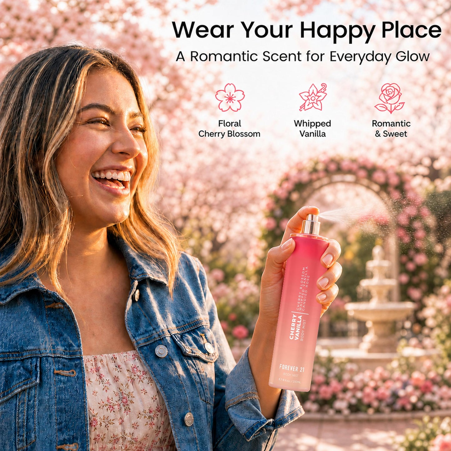 Forever 21 Cherry Vanilla Body Spray Mist | Lightweight & Sweet Everyday Scent | Sweet Body Spray with Cherry Blossom Top Notes, Whipped Vanilla Beauty & Personal Care Forever 21