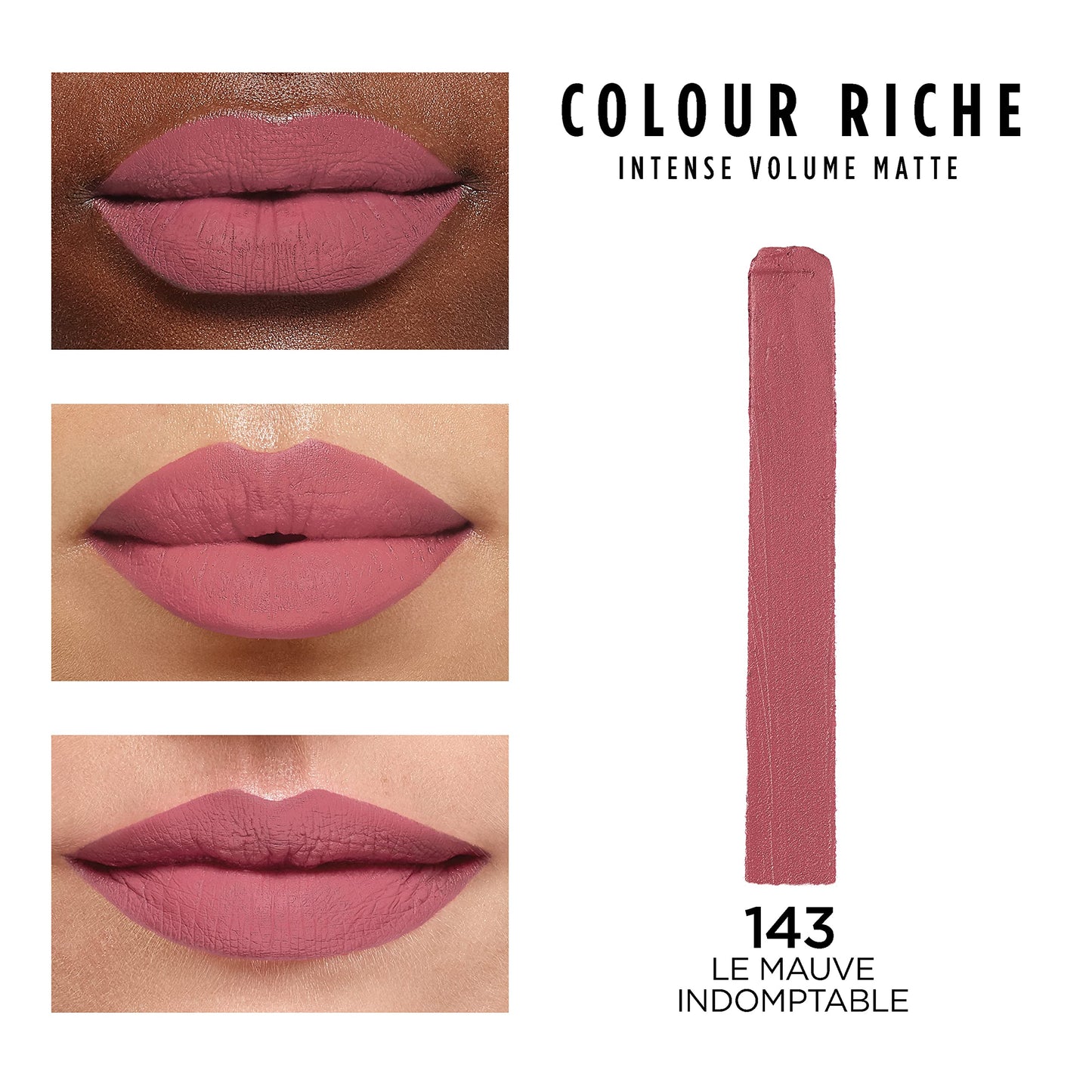 L'Oreal Paris Colour Riche Intense Volume Matte Lipstick, Lip Color Infused with Hyaluronic Acid for up to 16hr All Day Comfort, Le Mauve Indomptable, Beauty & Personal Care L'Oreal Paris