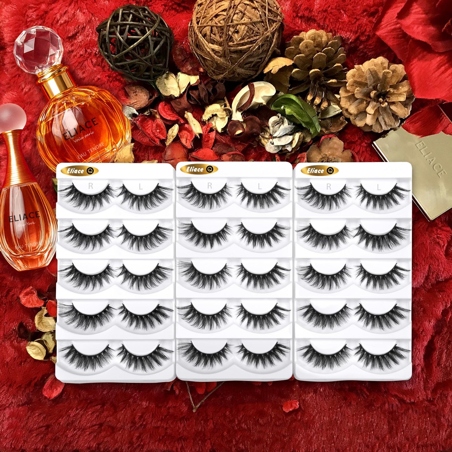 Eliace False Eyelashes 15 Pairs Cat Eye-Lashes 3D Mink Lashes,Spiky Wispy Natural Long Faux Mink Lashes Strips Soft & Reusable Makeup Professional Beauty & Personal Care Eliace
