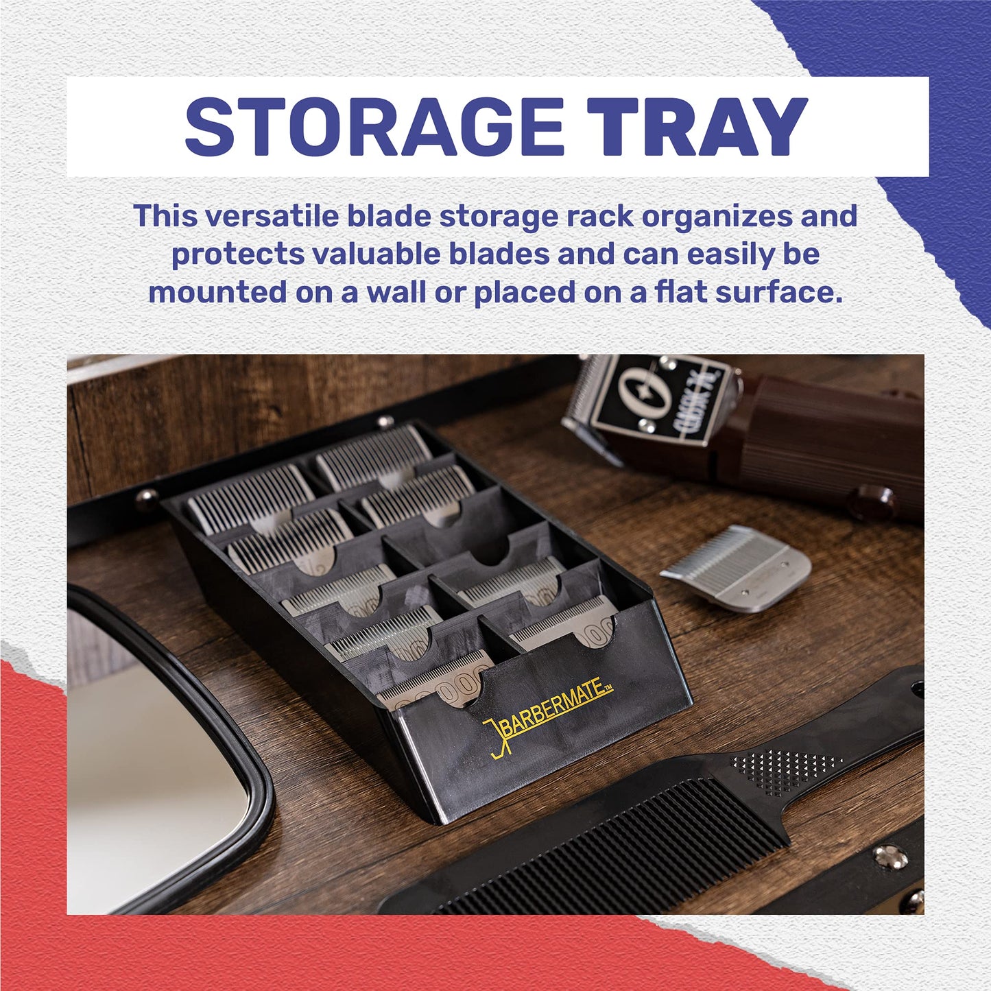 BarberMate® Blade Rack Storage Tray - Holds 10 Clipper Blades (Gray) Beauty and Personal Care BarberMate