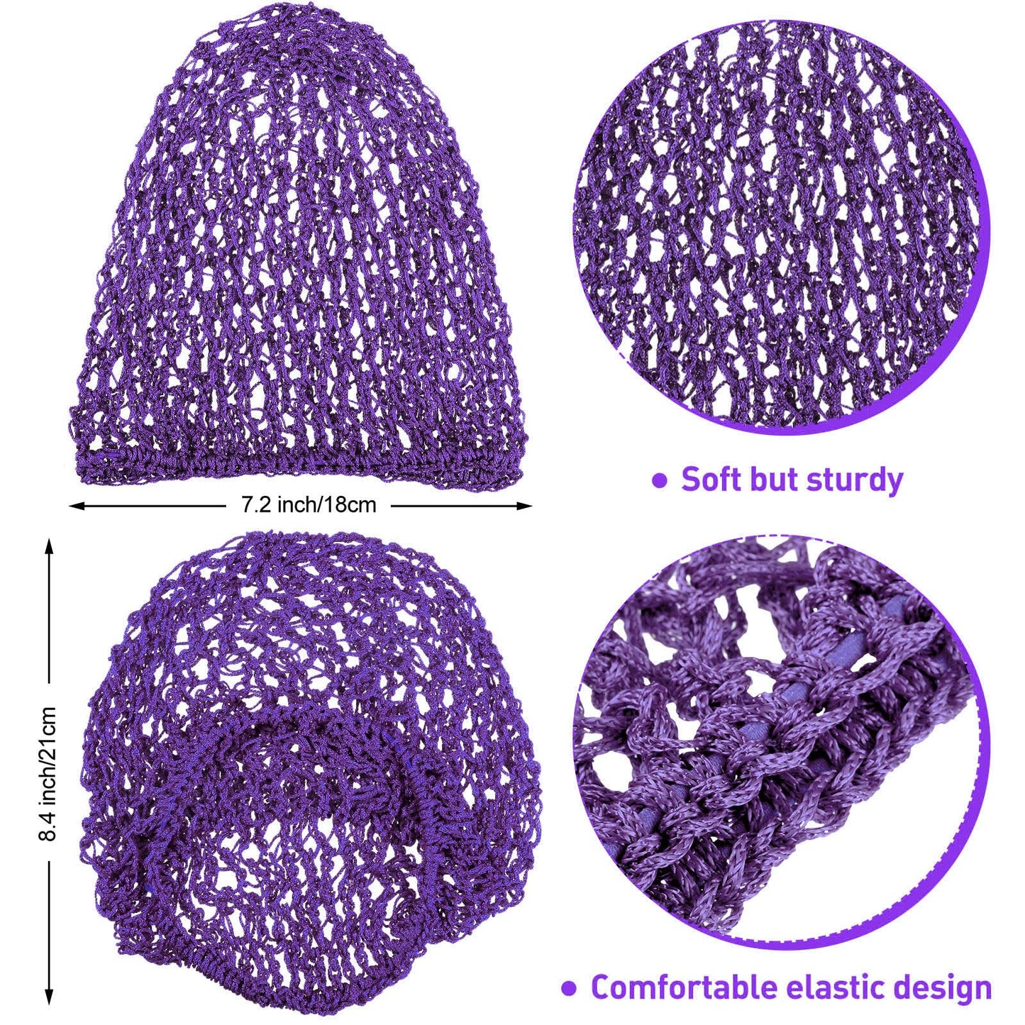 Waydress 2 Pcs Hair Nets Snood for Women Food Service Worker Sleeping Long Hair Cap Mesh Crochet Hairnet Tubi Wrap Rayon Knit(Purple and Pink) Beauty and Personal Care Waydress