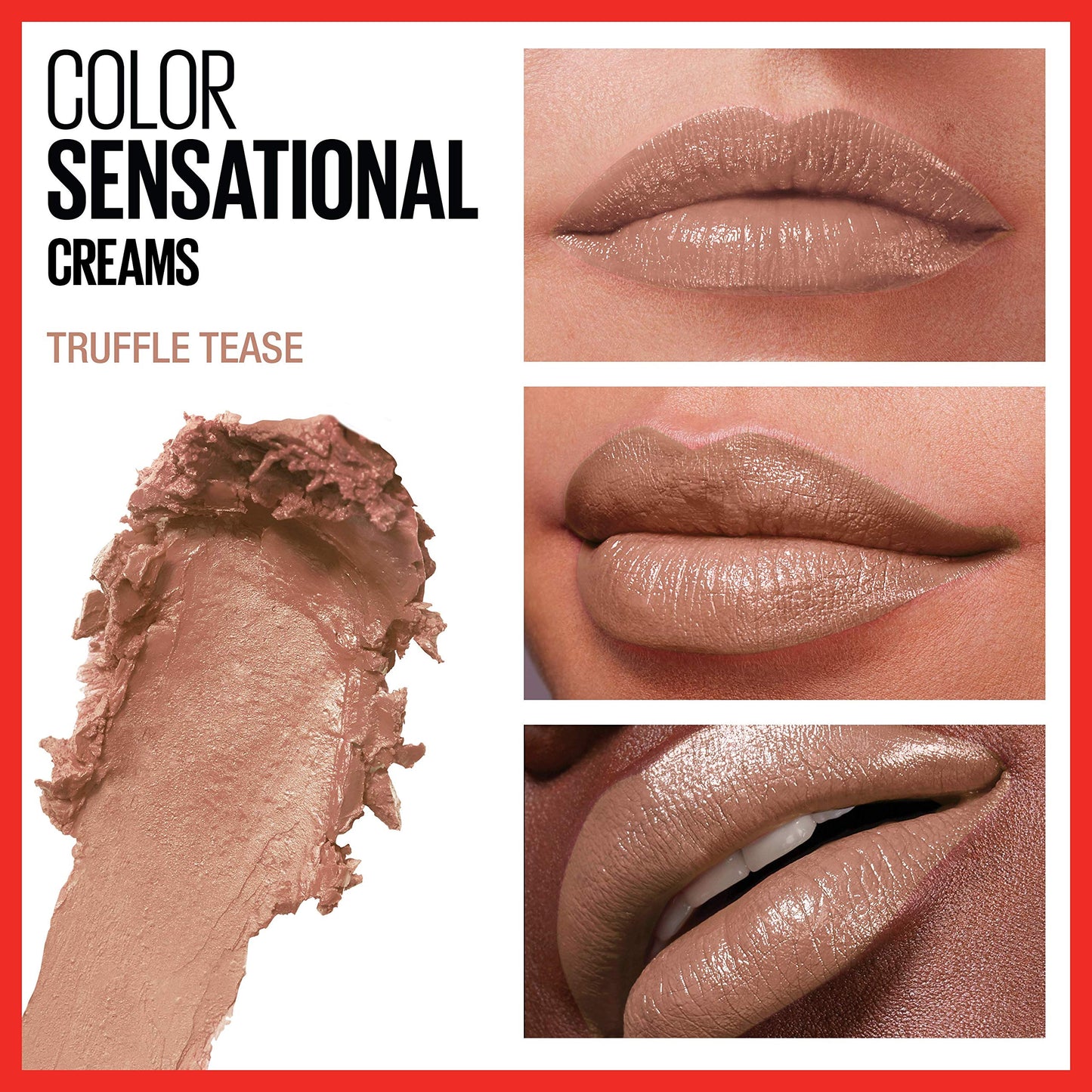 Maybelline Color Sensational Lipstick, Lip Makeup, Cream Finish, Hydrating Lipstick, Nude, Pink, Red, Plum Lip Color, Truffle Tease, 0.15 oz; Beauty & Personal Care MAYBELLINE