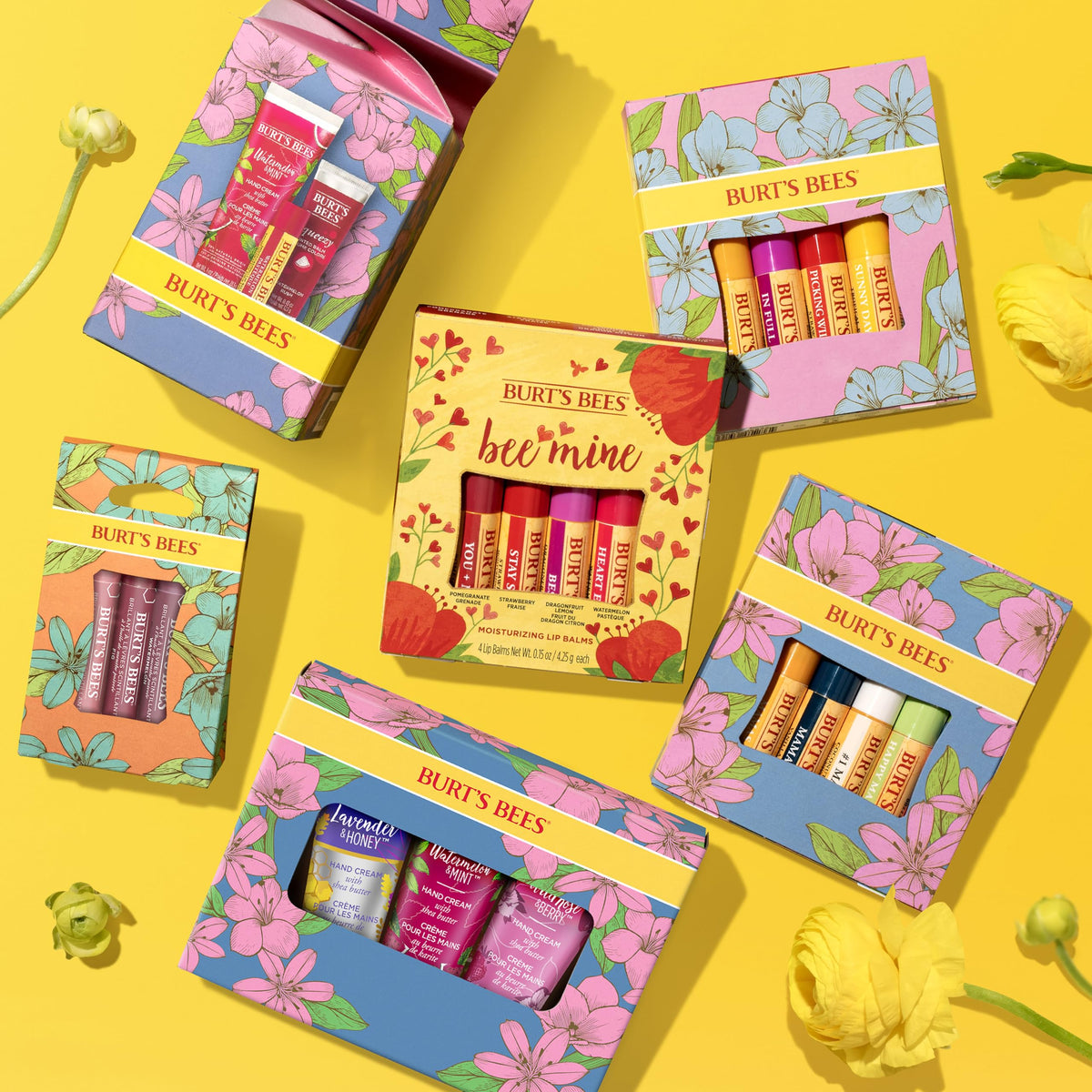 Burt's Bees Gifts Ideas - In Full Bloom Lip Balm Set, Original Beeswax, Dragonfruit Lemon, Tropical Pineapple & Strawberry, Natural Origin Lip Beauty & Personal Care Burt's Bees