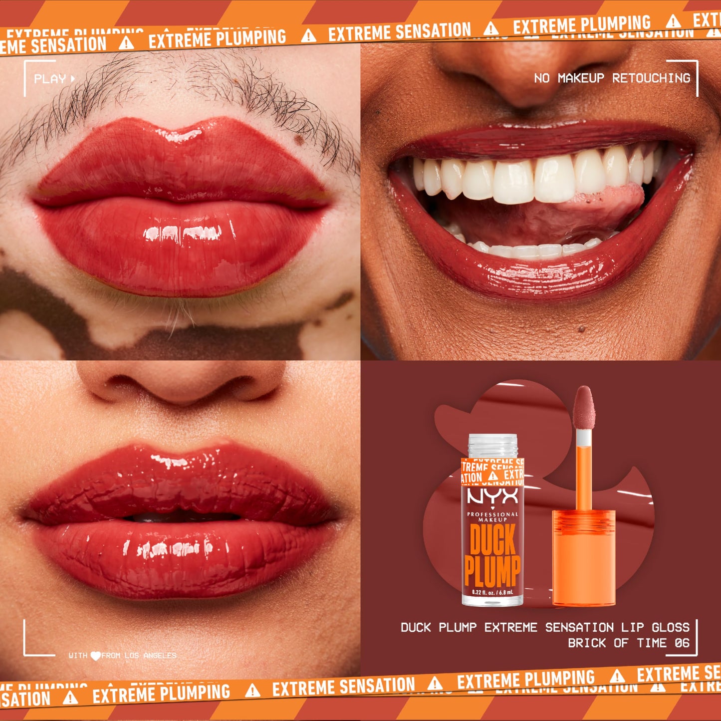 NYX PROFESSIONAL MAKEUP Duck Plump High Pigment Plumping Lip Gloss with Spicy Ginger, Vegan Lip Makeup - Brick Of Time (Rich Terracotta) Beauty & Personal Care NYX PROFESSIONAL MAKEUP
