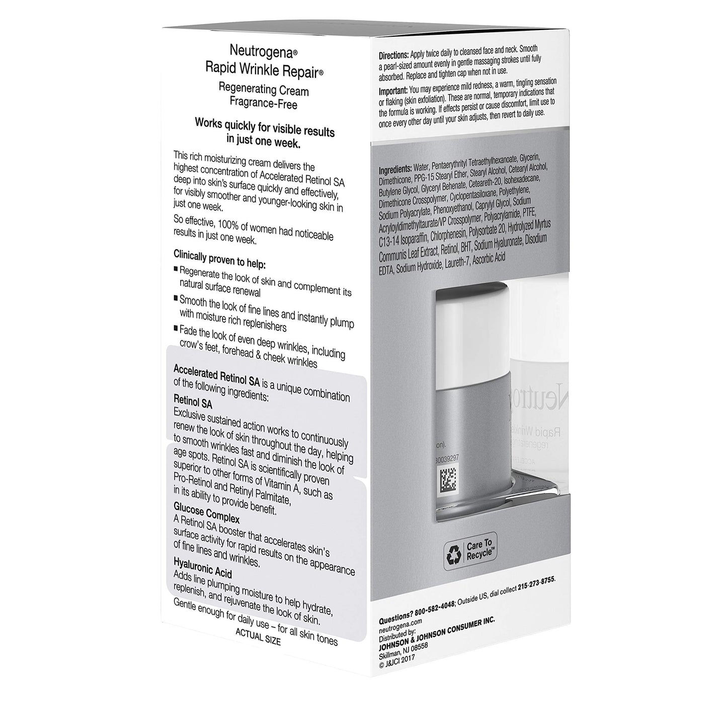Neutrogena Rapid Wrinkle Repair Cream 1.7 Ounce Fragrance-Free (50ml) (2 Pack) Beauty & Personal Care Neutrogena