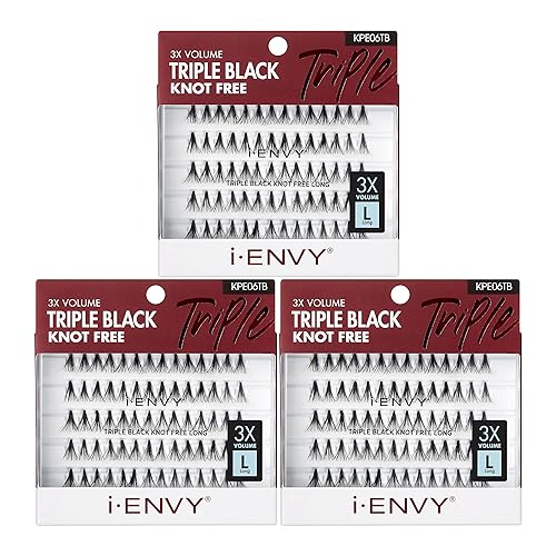 iENVY by KISS Triple Black Knot Free Individual Lash (Long) 3 Pack, 3 Times More Volume Beauty & Personal Care i•ENVY