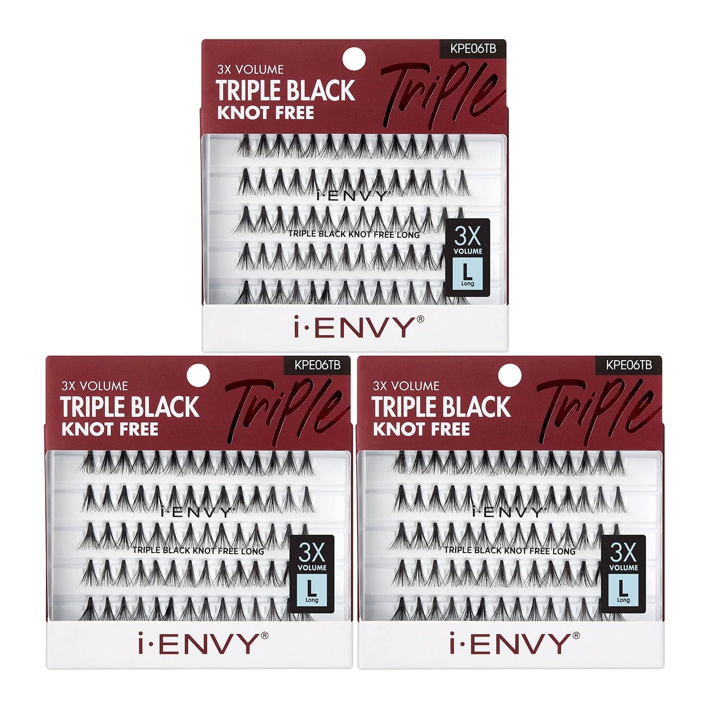 iENVY by KISS Triple Black Knot Free Individual Lash (Long) 3 Pack, 3 Times More Volume Beauty & Personal Care i•ENVY