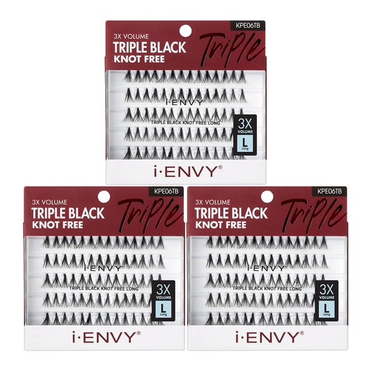 iENVY by KISS Triple Black Knot Free Individual Lash (Long) 3 Pack, 3 Times More Volume Beauty & Personal Care i•ENVY